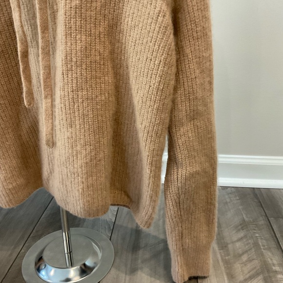 Quince Soft Ribbed 100% Cashmere Hoodie in Camel - Picture 4 of 7